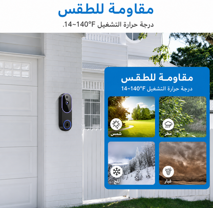 ابقَ على اتصال بمنزلك من أي مكان مع جرس الباب الذكي المزود بكاميرا فيديو بدقة 1080